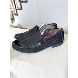 Johnston And Murphy Black Sheepskin Loafers Mens Size 13 Leather Driving Slip On
